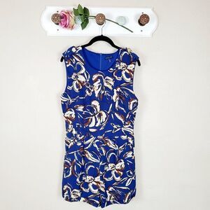 Cals Blue Floral Sleeveless Cuffed Romper